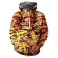 thumbnail image 2 of Sudadera con capucha con estampado 3D de hamburguesas y patatas fritas, moda informal, divertida, con patrón de comida rápida, sudaderas con capucha para hombre, manga larga, abrigo de gran tamaño, 2 of 4