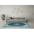 thumbnail image 3 of Ahgly Company Indoor Round Medallion Light Blue Traditional Area Rugs, 6' Round, 3 of 4
