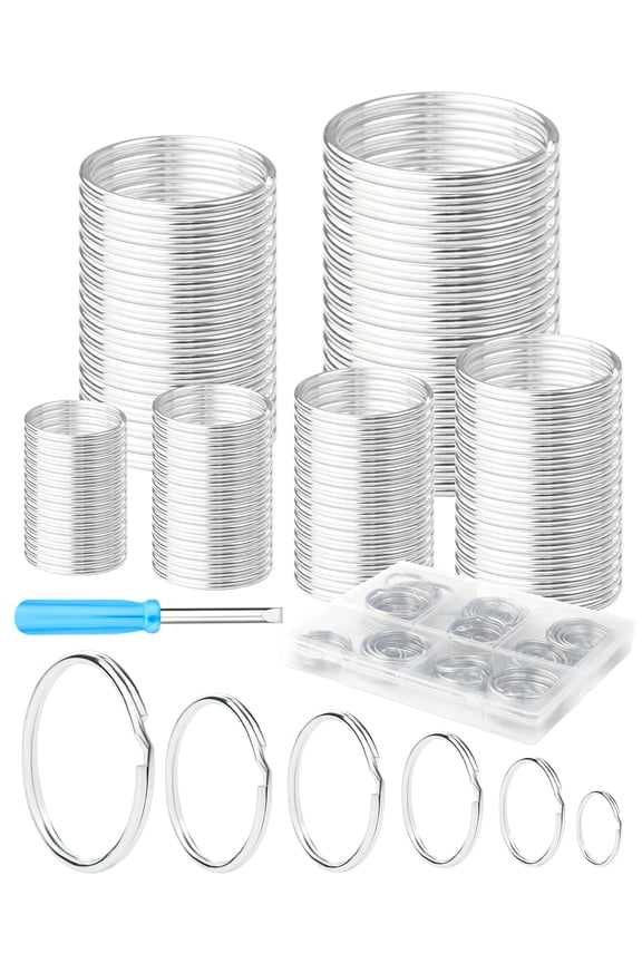 120PCS Bulk Key Rings Heavy Duty Metal Split Keyrings, Silver Keychain Accessories for DIY Crafts Car Keys Pet Collars Home Organization, Silver