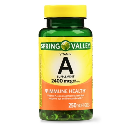 (2 Pack) Spring Valley Vitamin A Softgels, 8000 IU, 250 (Best Brand Of Vitamins On The Market)