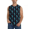 thumbnail image 2 of Fotbe Men's Blue Seahorse Print Men's Sleeveless Muscle Tank Tops Casual T-Shirts for Gym Workout Beach-Small, 2 of 8