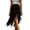 Black, variant on Women's Fringed Midi Skirt Asymmetrical Belted Skirt Flexible Bohemian Style Festival Wear Bottom