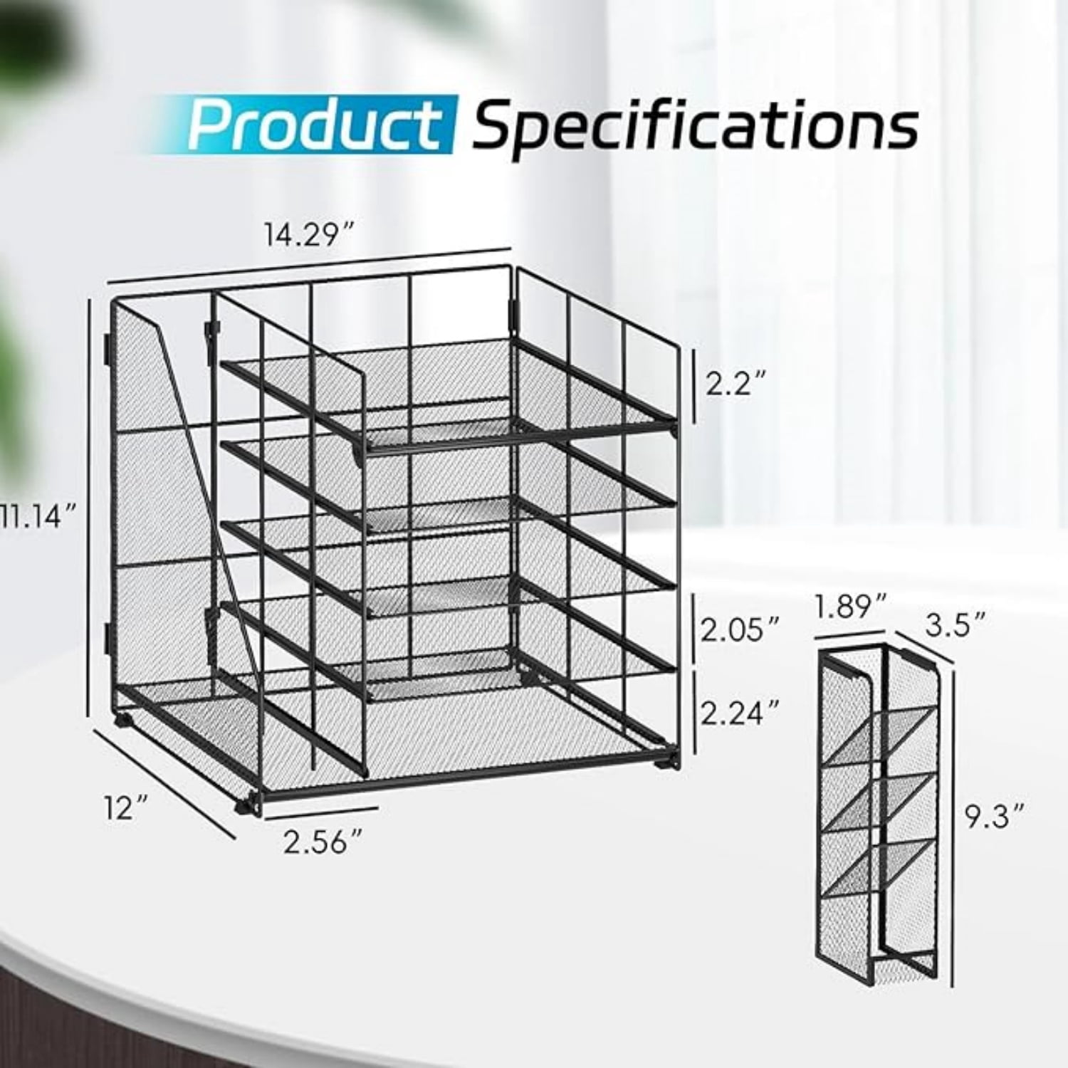 INTIGE Desk Organizer and accessories, 5-Tier Paper Organizer for Desk with Pen Holder and Magazine Holder, Paper Letter Tray for Home, Office