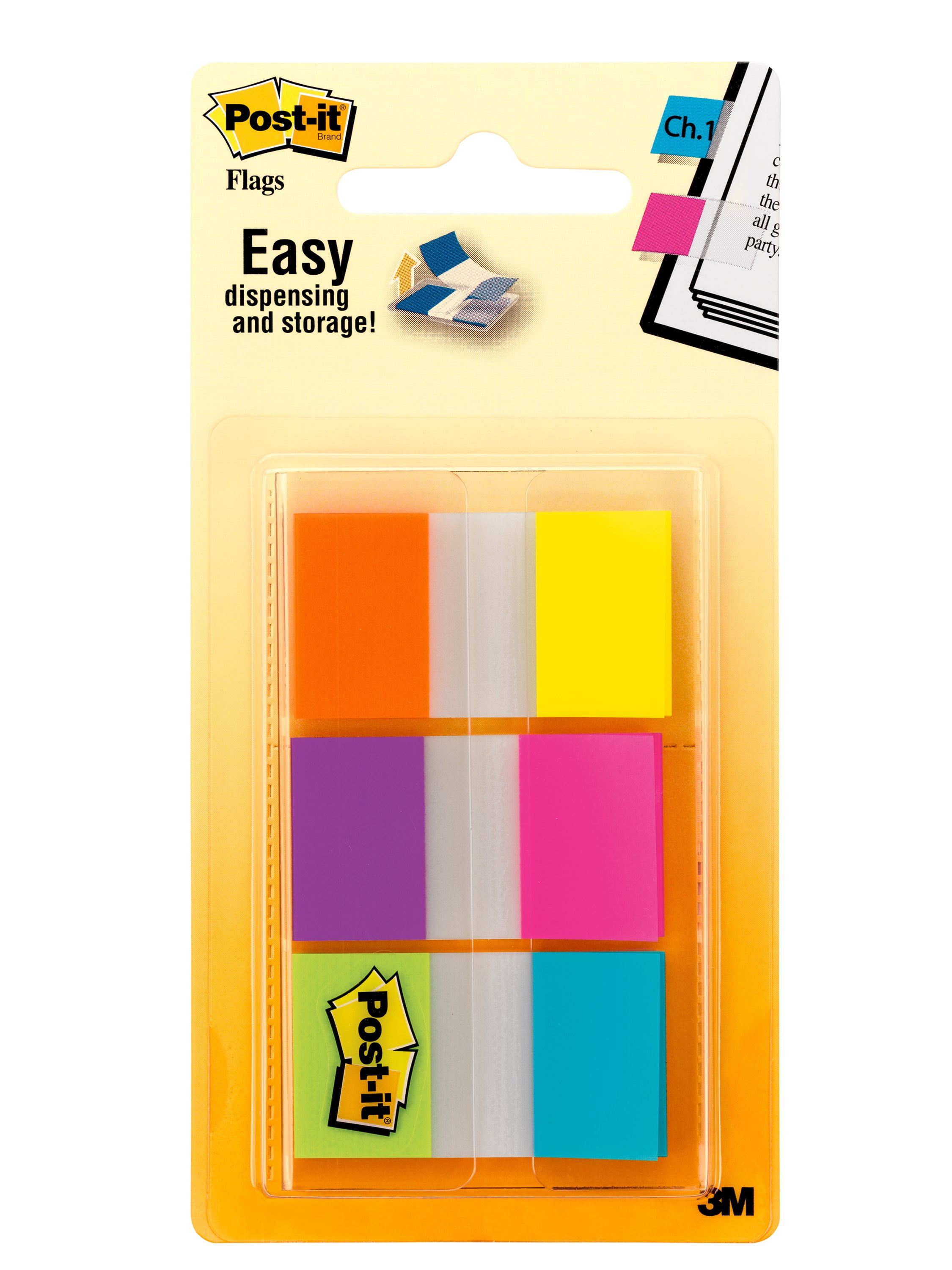 1 in Solid Post-it Tabs Aqua Yellow Pink Green 6/Color Orange Red 36/Di 51141368702 