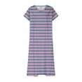 thumbnail image 3 of Womens Fashion Short Sleeve A-Line Dresses Party Summers Loose Fit Stripe Dress V Neck, 3 of 4