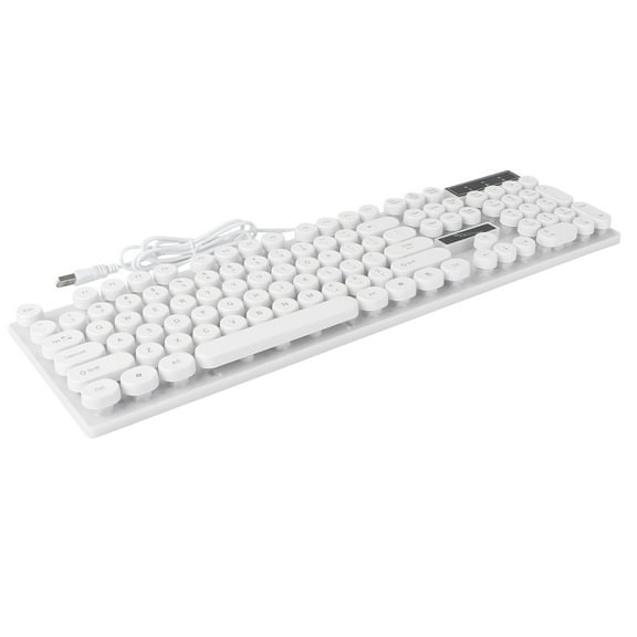 Masteelf Wired USB Keyboard for Computer with Illuminated Round Keys, Unique Design, Practical White Color, 1 Set