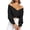 Black, variant on Off The Shoulder Sweater for Women Winter Fall Fashion V Neck Long Sleeve Ribbed Knit Wrap Cropped Sweaters