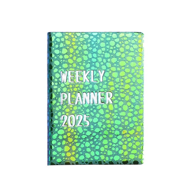 WHEANG Home Decor 2025 A7English Schedule Book Colorful Laserstone Pattern Planner Portable Pocket Book Mini Book One Size Multi-Color