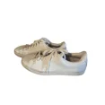 thumbnail image 1 of PU & MA white leather lace up low top sneakers size 8, 1 of 6