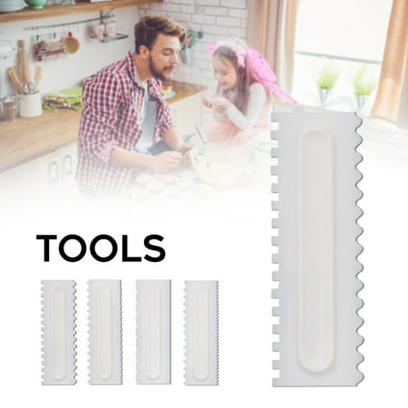 

4pcs Decorative Comb and Icing Smoother Tool Scraper Set DIY Cake Decorating Fondant Pastry Dough