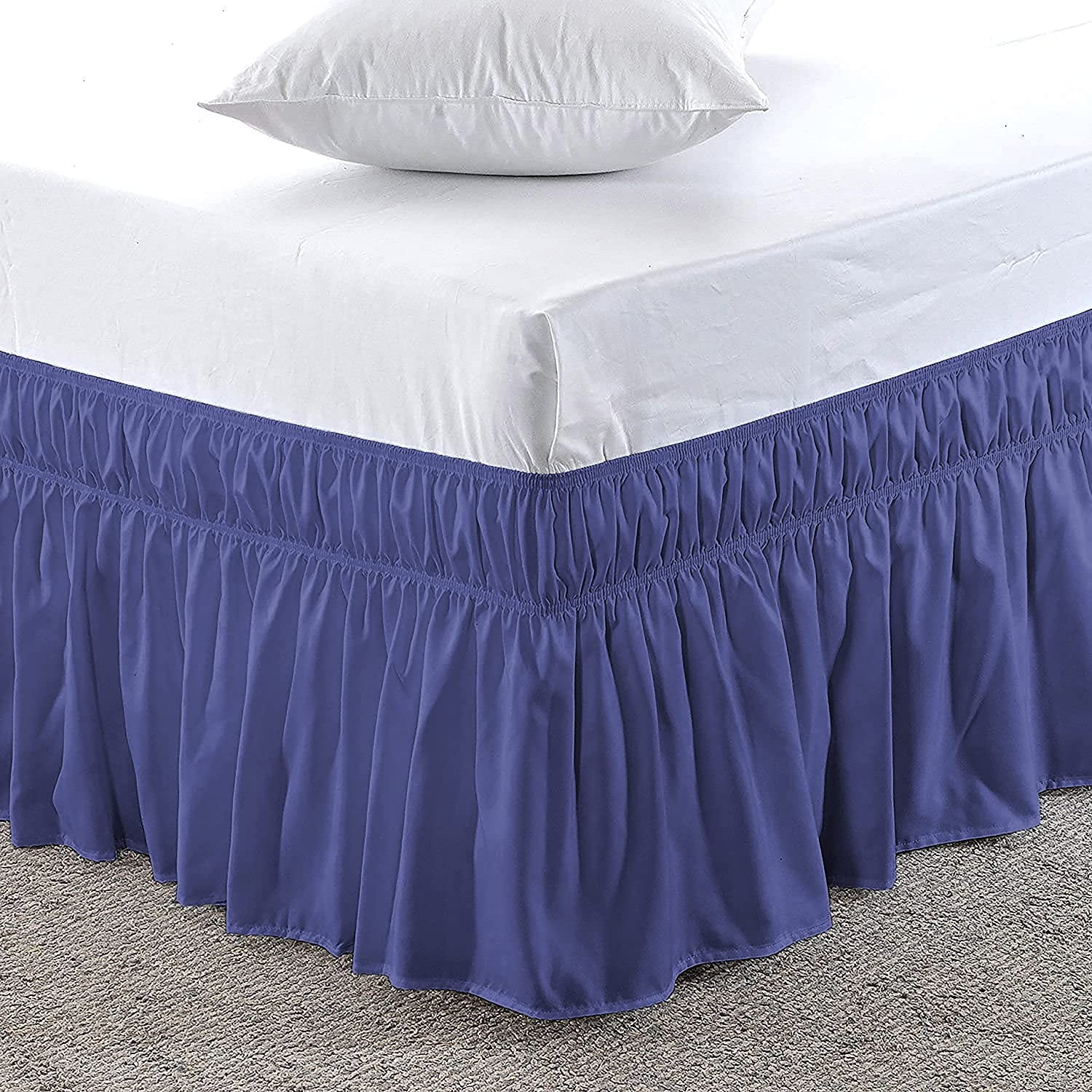 Navy blue ruffled bed skirt discount