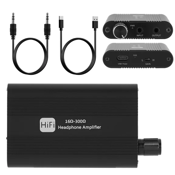 Hifi Headphone Amplifier Portable Earphone Amp 3.5Mm Audio Input Output Usb Cabl