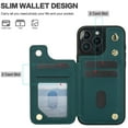 thumbnail image 7 of Decase Premium Wallet Phone Case for iPhone 14 Pro,Shockproof Luxury Leather Kickstand Card Slots Case for Women Men,Double Magnetic Clasp Flip Leather Wallet Cover with Shoulder Strap,Green, 7 of 7