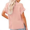 thumbnail image 6 of Women's Spring Summer Linen Casual Short Sleeve Round Neck Blouse, Loose Fit Cotton Linen Shirt with Pockets, Relaxed Fit Five-Point Sleeve Top, Comfortable and Stylish Casual Blouse for Daily Wear, 6 of 7