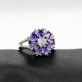 thumbnail image 3 of Uloveido Halo Purple CZ Diamond Flower Ring White Gold Plated for Women Fashion Jewelry Gift Size 7 J676, 3 of 6
