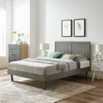 thumbnail image 2 of Platform Bed Frame, King Size, Wood, Grey Gray, Modern Contemporary Urban Design, Bedroom Master Guest Suite, 2 of 10