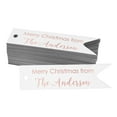 thumbnail image 1 of Darling Souvenir Merry Christmas Family Name Tag Party Bottle Tag Real Rose Gold Foil Personalized Favor Hang Tags Pack Of 50, 1 of 1