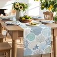 thumbnail image 2 of Table Runner 120 Inches Long for Kitchen Dining, Coastal Dresser Scarf Farmhouse, Dining Table Decorations for Wedding/Parties, Summer Beach Nautical Coral Starfish 13 x 120 In, 2 of 9