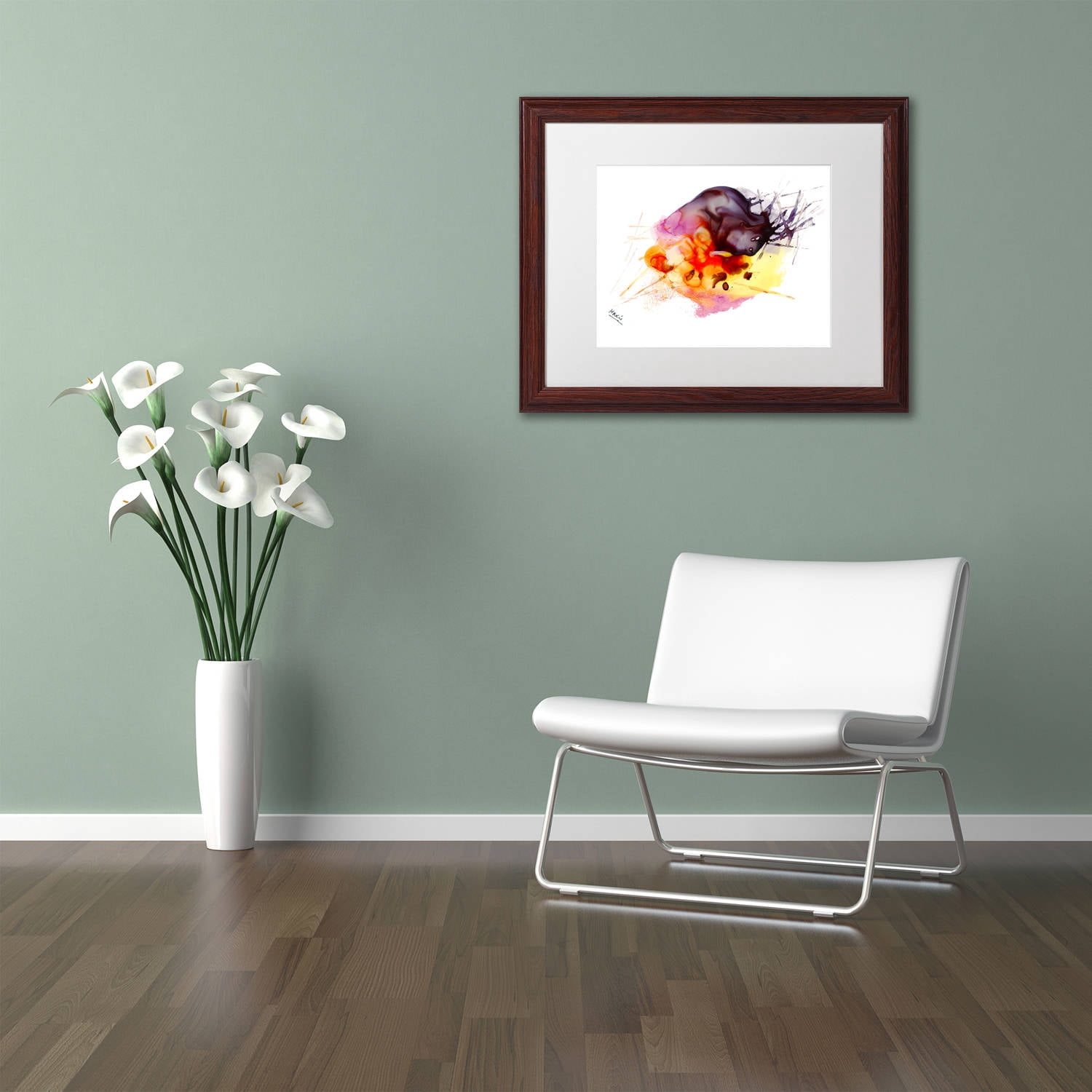 Trademark Fine Art "Abstract 10" Canvas Art by Mako, White Matte, Wood Frame