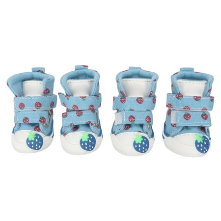 Soft Canvas Boots for Bichon Frise  Teddy Bears  Size 1  Blue Breathable Anti-Slip Puppy Shoes