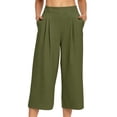thumbnail image 3 of Aboser Wide Leg Capri Pants Women Summer Beach Vacation Clothes Loose Fit High Waist Capris Solid Casual Lounge Pants with Pockets, 3 of 8