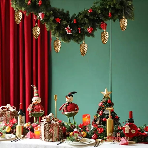 Adornos navideños colgantes de plástico C, adornos navideños de plástico dorado para árbol de Navidad, decoraciones de Halloween, decoración de otoño, decoración del hogar, adornos navideños.