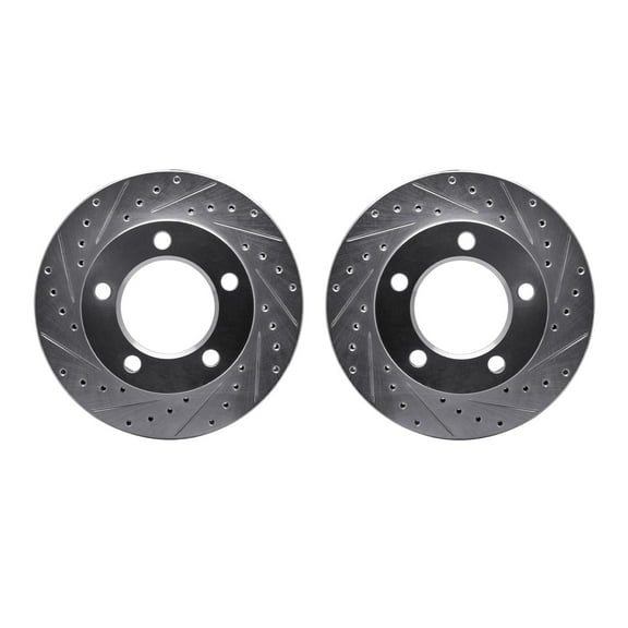Dynamic Friction Company Front Brake Rotors-Drilled and Slotted-Silver 7002-54011