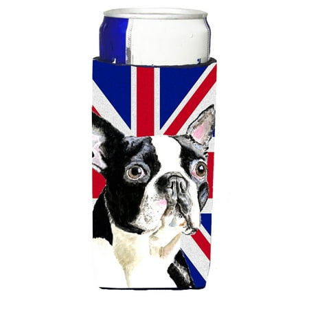 Boston Terrier with English Union Jack British Flag Ultra Beverage Insulators for slim cans