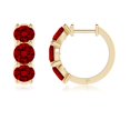 thumbnail image 2 of ANGARA Round Lab Grown 3.6 Ct Ruby Three Stone Hoop Earrings for Women in 14K Yellow Gold (Size-5mm) | July Birthstone, Birthday, Anniversary, Jewelry Gift for Women | Lab-Grown Ruby Earrings, 2 of 7