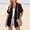 Black, variant on Womens Crochet Beach Cover Up Kimono Short Sleeve Swimsuit Coverup Open Front Summer Cardigan with Pockets Khaki XL(XL)