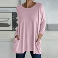 thumbnail image 2 of SNKSDGM Casual Easter Shirts for Women Plus Size Tops for Women 5X-6X Womens Crew Neck Long Sleeve Top T Shirt Long Top Solid Color T Shirt with Pockets Womens Tops Dressy Blouses Short Sleeve, 2 of 5