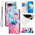 thumbnail image 1 of Nalacover for Google Pixel 8 Marble Pattern Wallet Case with Credit Card Slots Holder Kickstand Cover, Soft Silicone Shokcproof Anti-Fall Premium PU Leather Magnetic Clasp Flip Case, Pink, 1 of 6