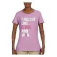 thumbnail image 2 of Wild Bobby I Fought Like A Girl and Won Breast Cancer Awareness Women Graphic Tee, Light Pink, X-Large, 2 of 6