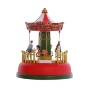 Christmas Village Carousel, LED Light Christmas Carousel, Musical Rotating Merry-Go-Round with Color Changing Lights and 8 Christmas Songs, Plastic Resin Battery Operated Indoor Outdoor Decoration