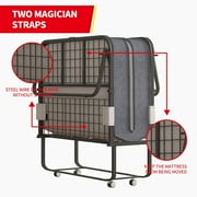 Puremind Folding Bed with 4 Inch Foam Mattress, 75 x 31 Rollaway Bed for Adults, Portable Bed with Lockable Wheels, Easy Assembly & Moving, Standard