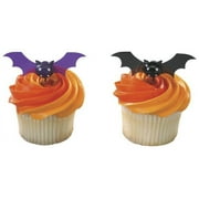 Bats Halloween Spooky Pics -24pk Cupcake / Desert / Food Decoration Topper Picks with Favor Stickers & Sparkle Flakes