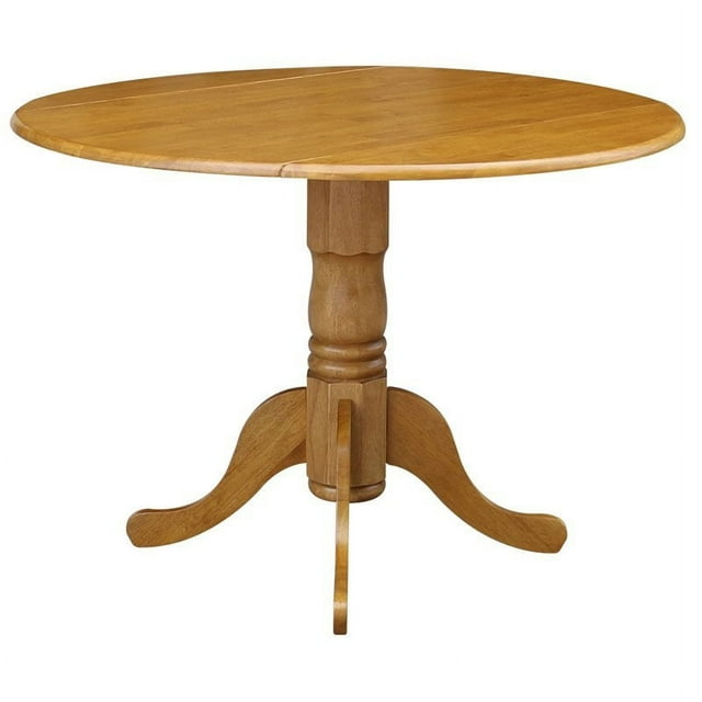 Pemberly Row - Table à Manger Ronde 42 Pouces en Bois avec Double Abattant Finition Chêne