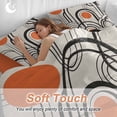 thumbnail image 4 of Black Orange Comforter Set California King Size, Abstract Line Boho Minimalist Mid Century Arch Geometric Soft Bedding Set for Man Woman, 4 Pieces Duvet Cover Set with Fitted Sheet, 2 Pillowcases, 4 of 12