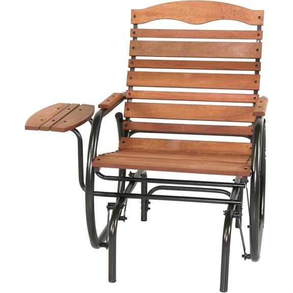 Country Garden Hardwood Glider Chair with Tray in Bronze Frame