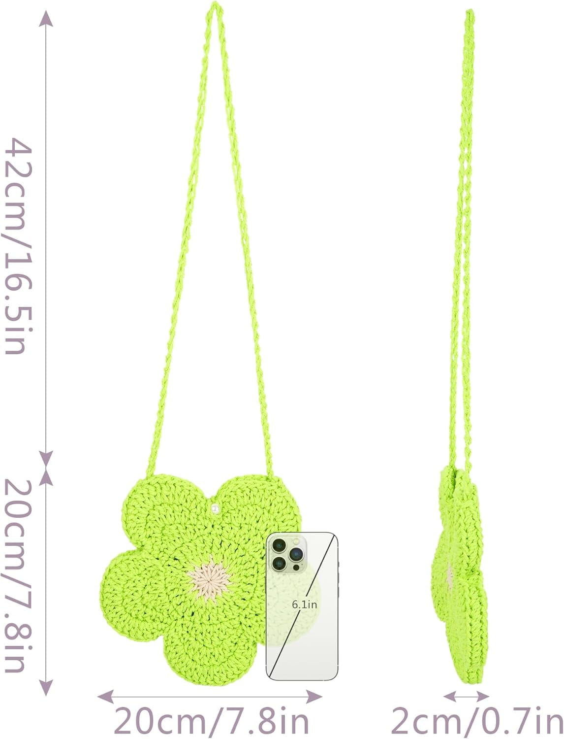 Women Mini Flower Cotton Crochet Crossbody Shoulder Bag Handbag Purse