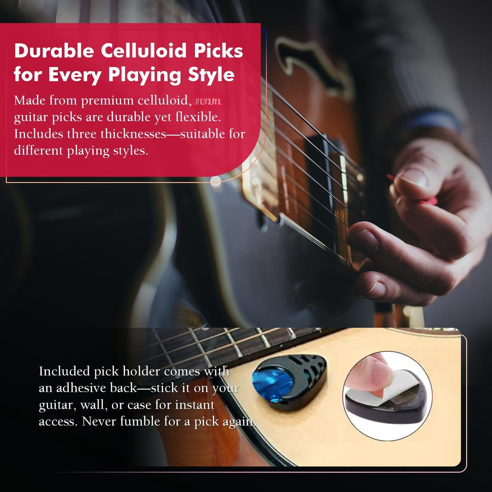 Black Guitar Wall Mount 4 Pack  Picks And Pick Holders Ashwood