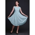 thumbnail image 2 of Bimba Blue Heart Stripe Printed Ladies Sleeveless Round Neck Summer Dress Casual Wear-Small, 2 of 6