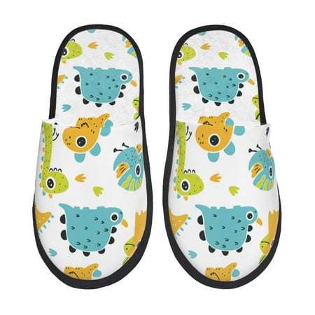 

Slippers for Women/Men - cartoon Dinosaur cute printB Soft Plush Warm Slip-on Slippers House Slippers Indoor House Shoes