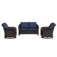 thumbnail image 7 of Joyside 3 PCS Patio Conversation Set with 55" LoveSeat Sofa & 360° Swivel Chairs, Wicker Rattan Outdoor Furniture with Washable Cushions for Garden, Lawn, DarkBlue, 7 of 7