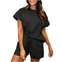 LYXSSBYX 2 Piece Outfit for Women Fall Women's Solid Color New Fashion Casual Sports Long Sleeved Top and Shorts Set