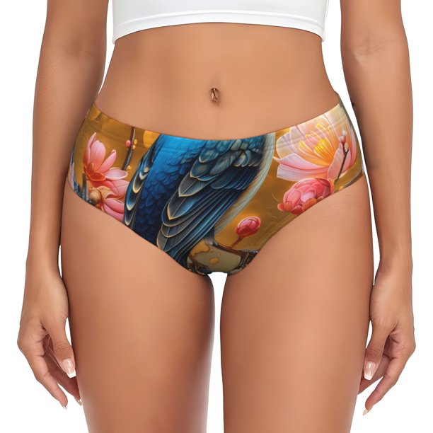 Balery Bluebird Blossom Elegance Ropa Interior de Algodón para Mujer con Dibujo – Braguitas Cómodas y Elásticas, Estilo Clásico-X-Small