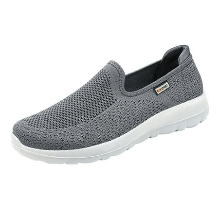 

Mortilo Fashion Summer Men Sneakers Breathable Mesh Shallow Mouth Slip On Lightweight Casual Shoes PU sneakers for Men Grey