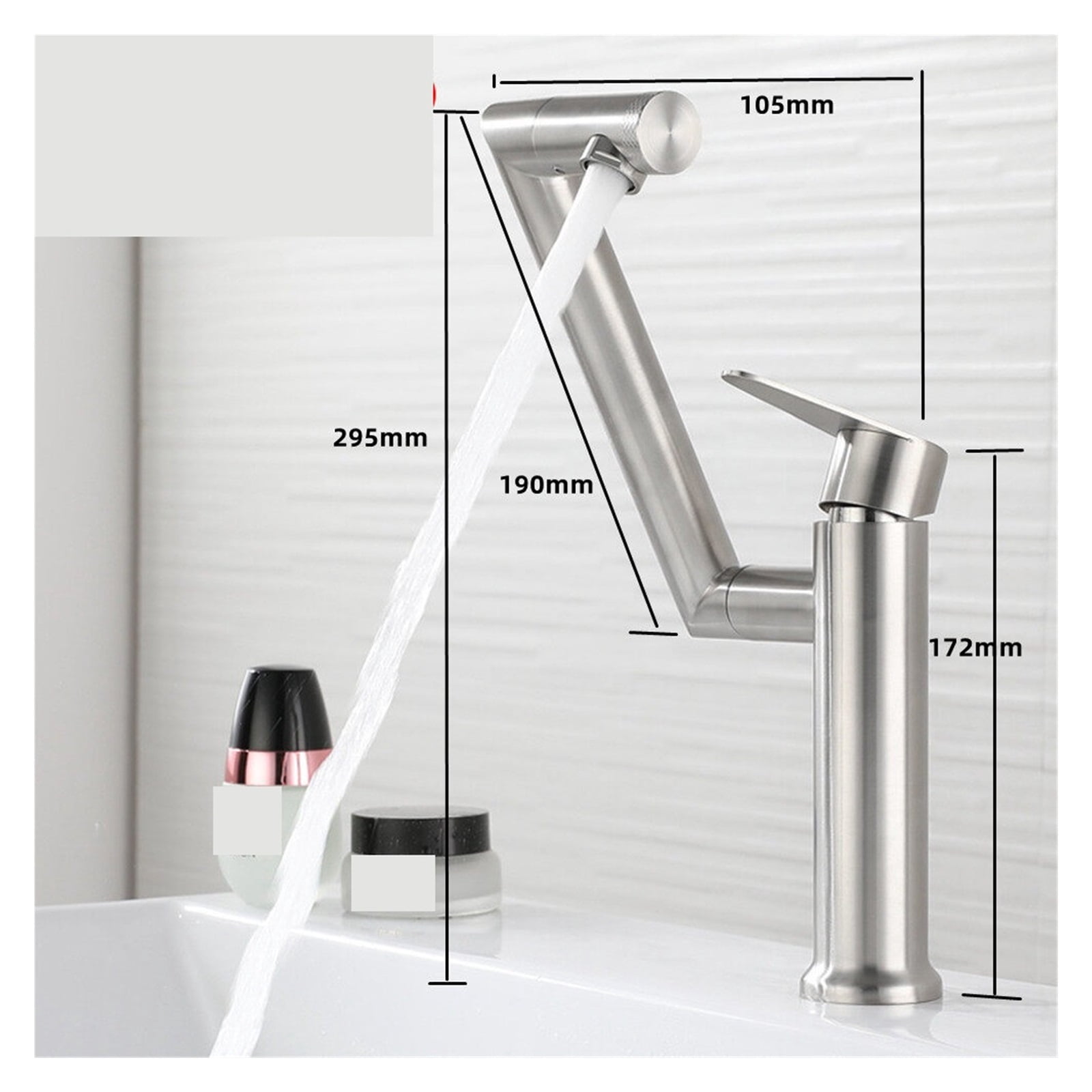 304 Stainless Steel Lead-free Folding Kitchen Faucet Mixer 360 Degree Swivel Single Handle Nickel Kitchen Sink Basin Taps ,360° Swivel High Arc Faucet