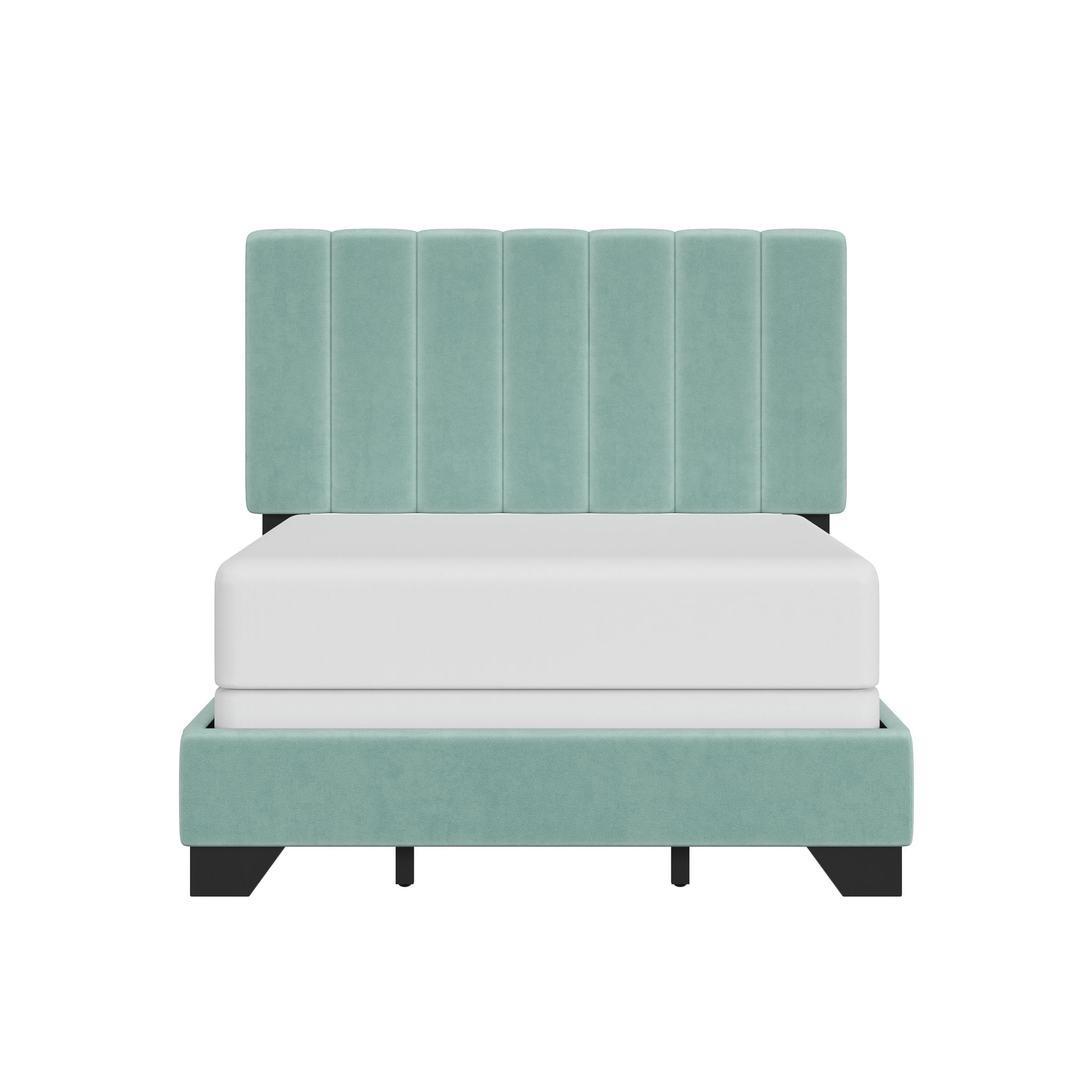 Reece Channel Stitched Upholstered Full Bed, Caribbean Green, by Hillsdale Living Essentials