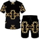 thumbnail image 3 of Conjunto de camiseta y pantalones cortos de manga corta holgados con cuello redondo y cadena de estilo europeo con estampado 3D nuevo de verano para niños, 3 of 5